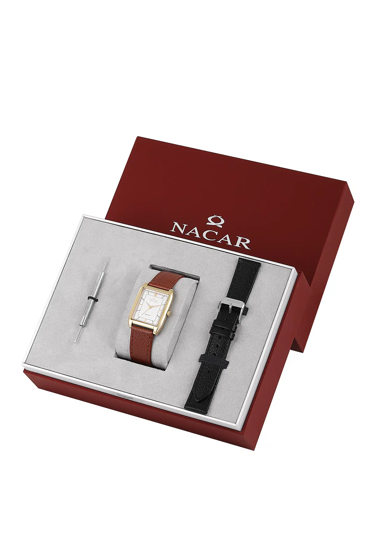 NACAR SAFİR CAM KLASİK ALTIN - GÜMÜŞ - KAHVERENGİ ERKEK KOL SAATİ NC08-29420738-DSL2