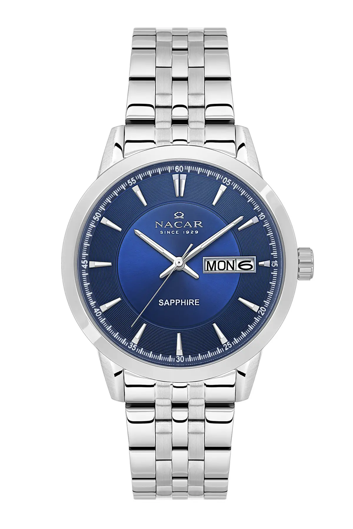 NACAR SAFİR CAM KLASİK GÜMÜŞ ERKEK KOL SAATİ NC31-294740-ALM