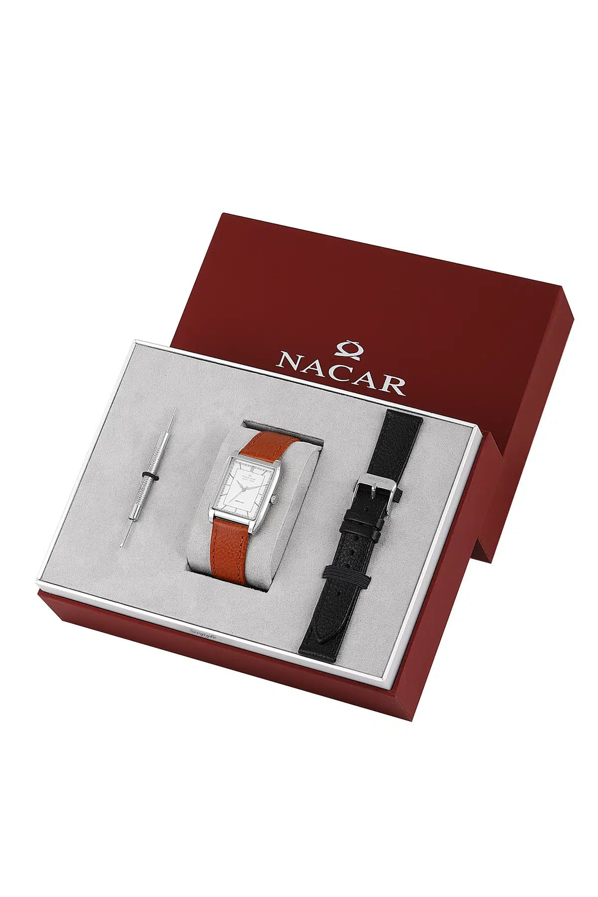 NACAR SAFİR CAM KLASİK GÜMÜŞ - KAHVERENGİ ERKEK KOL SAATİ NC08-29420738-ASL2