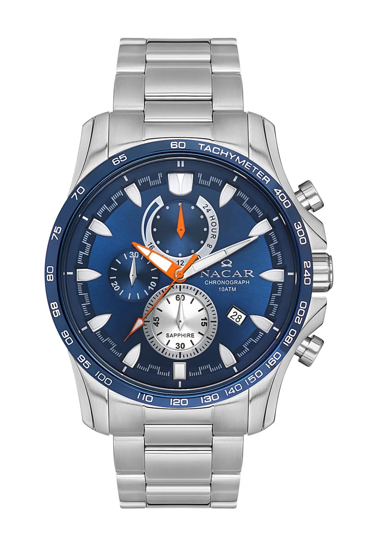 NACAR SAFİR CAM SPOR GÜMÜŞ - MAVİ ERKEK KOL SAATİ NC08-290023-ALM
