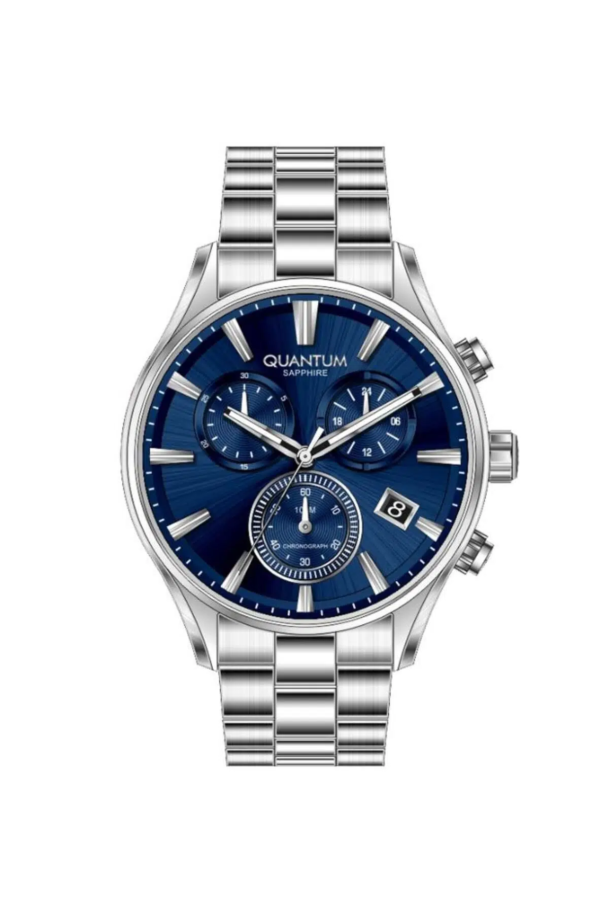 QUANTUM PWG1193.390 Safir Camlı Çelik Kordon Çelik Kasa 10 ATM Suya Dayanıklı Metalik Renk Erkek Kol