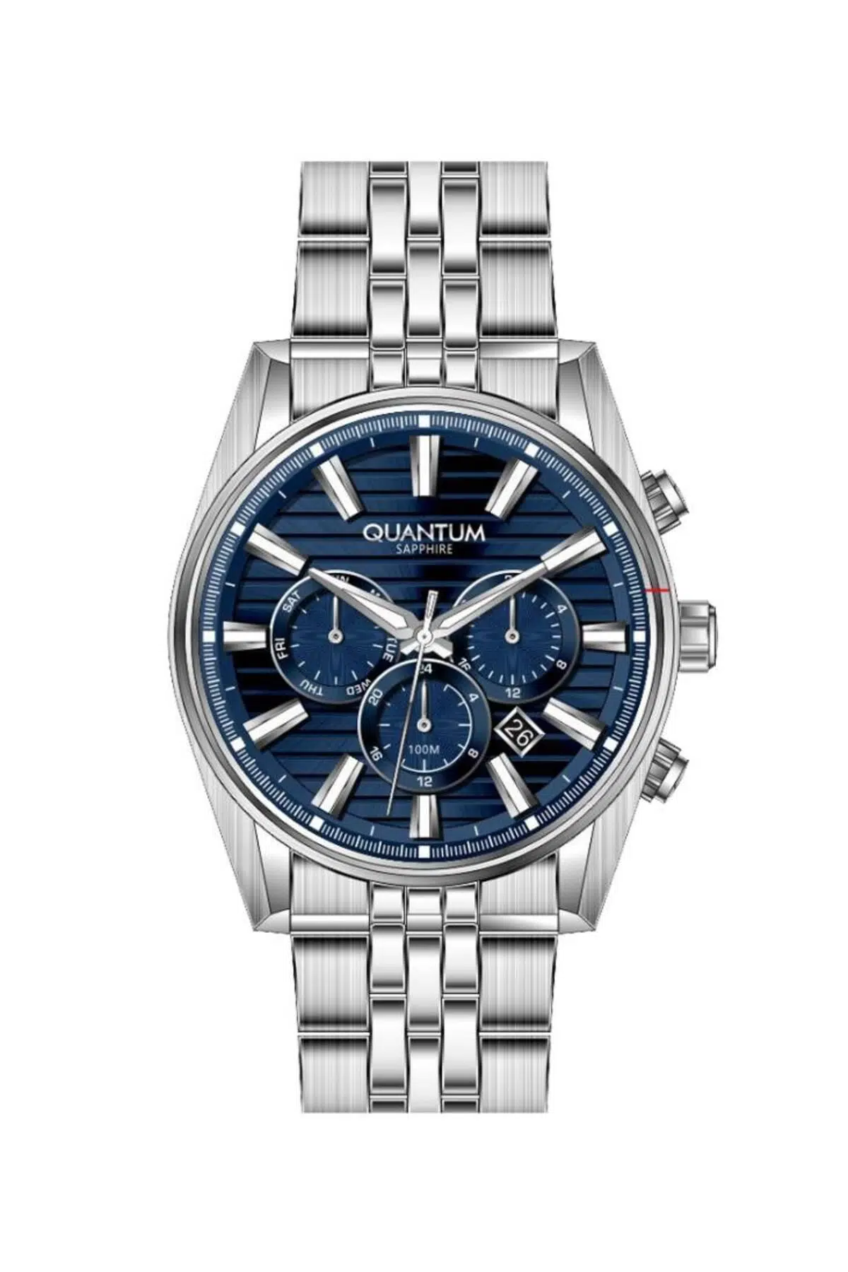 QUANTUM PWG1194.390 Safir Camlı Çelik Kordon Çelik Kasa Metalik Renk Erkek Kol