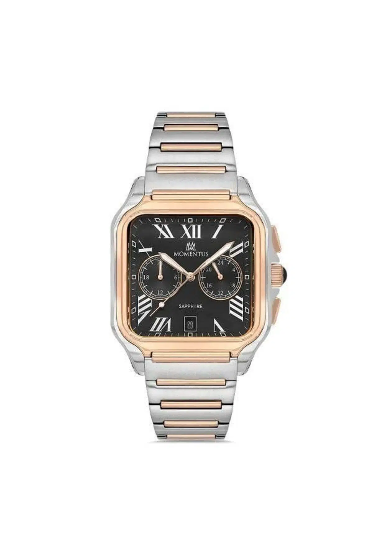 MOMENTUS TM348T-04SR Quartz Çelik Gri/Rose Siyah Kadran Safir Cam 40 mm Multifunction Erkek Kol Saat