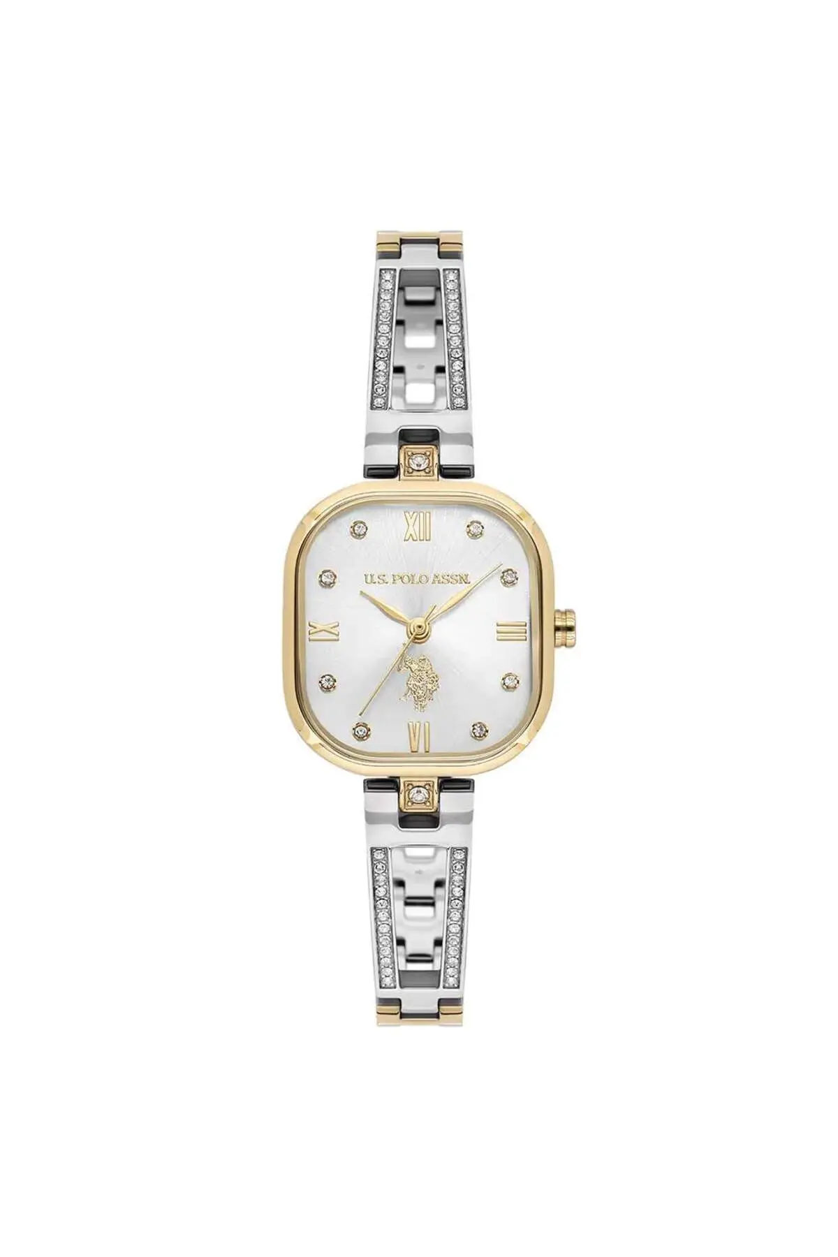 USPA2167-02 Quartz Çelik Gri Altın Rengi 24x30 mm Kadın Kol Saati